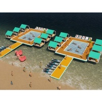 Plateforme Flottante Gonflable de Luxe avec Cabane et Système de Piscine, Solution de Repos et d'Ombre pour Plage et Resort