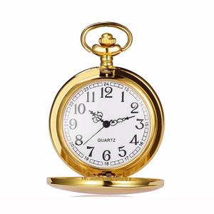 Montre de poche unisexe à quartz en argent, style ancien, couleur antique, avec chaîne dorée, pour homme, modèle Singapour Movement Relic - Product Image 3