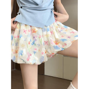 Gonna floreale 2025 da donna a vita alta dimagrante abbigliamento <span class=keywords><strong>premaman</strong></span> colorato in seta di ghiaccio sottile e Casual - Product Image 3