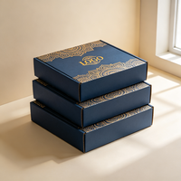 Boîte Mandala bleu marine de luxe avec estampage à chaud, expédition rapide en 72h, boîte de beauté en carton imperméable