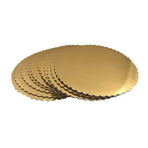 Gold Corrugated Cake Board Laminated Circle Scalloped Cardboard Round Base, Pizza, Pie, <strong>Desserts</strong> and Pastries Food <strong>Trays</strong> Accept - Product Image 3