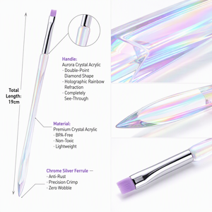 Nail Liner Flat Oval Brush <b>Set</b> Soft Nylon <b>Crimped</b> Bristle Acrylic Handle Gel Painting Tool for Home and Salon Manicure Use - Product Image 5
