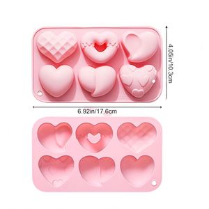 Moule en silicone en forme de cœur à 6 cavités, lot de 2, gris rose, antiadhésif, pour chocolat, gâteau, gelée, savon - Product Image 3