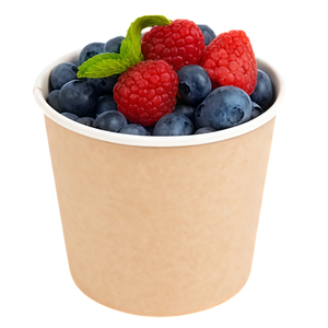 ถ้วยกระดาษคราฟท์คุณภาพพรีเมียมทรงกลม 400 ชิ้น แบบซ้อนได้ ปิดผนึกได้ กันน้ำมัน สำหรับอาหารร้อนและเย็น รับทำโลโก้ตามสั่ง - Product Image 1