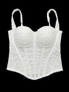 Chuangerm en stock Nouvelle collection 2026 Lingerie <span class=keywords><strong>de</strong></span> mariée tendance en dentelle texturée avec petites paillettes, corset gainant <span class=keywords><strong>la</strong></span> taille, haut caraco - Product Image 2