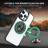 Coque de téléphone transparente de luxe antichoc avec support magnétique et béquille pour iPhone 15 Pro Max, compatible avec la recharge sans fil