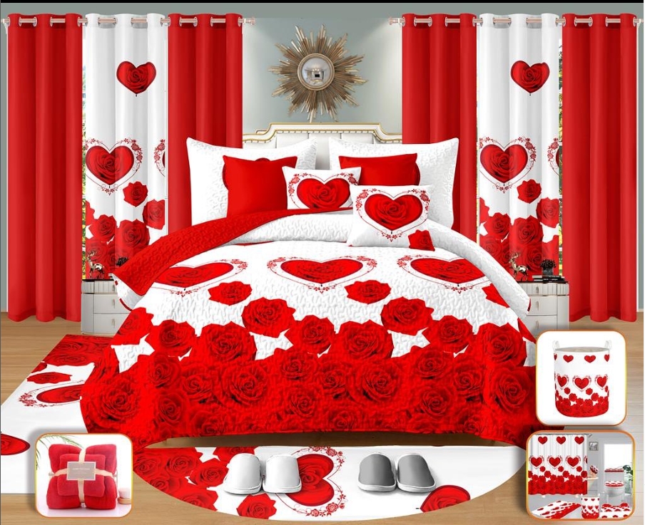 Ensemble De Couette Queen Size à Carreaux - Rouge, Bleu, Blanc - Patchwork - 3 Pièces