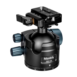 Manbily MH-55 Cabezal esférico de perfil bajo de 55 mm con montura dual <span class=keywords><strong>Picatinny</strong></span> y Arca Swiss, capacidad de carga máxima de 25 kg para soporte de caza - Product Image 1