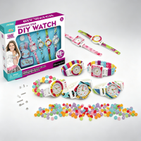 Kit de fabrication de montres DIY pour enfants, ensemble de jouets créatifs avec perles colorées, bracelets décoratifs, cadeau artisanal créatif pour enfants