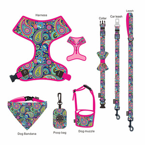 <b>Pet</b> <b>harness</b>, collar, and leash set, 7-piece set including dog leash, chain, muzzle, and <b>harness</b>; customizable. - Product Image 4