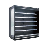 Vitrine réfrigérée commerciale à rideau d'air, température unique, refroidisseur ouvert, contrôle numérique, dégivrage automatique pour boissons et produits laitiers