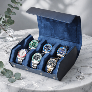 Nouvelle boîte de rangement pour montres en cuir Saffiano à 6 emplacements, portable, antichoc, pour collectionneur de montres mécaniques - Product Image 1