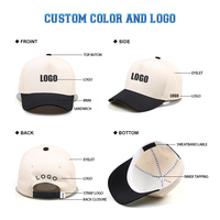 Gran oferta, logotipo personalizado bordado, Color sólido, algodón, 5 paneles, gorra deportiva de béisbol de dos tonos, estilo callejero