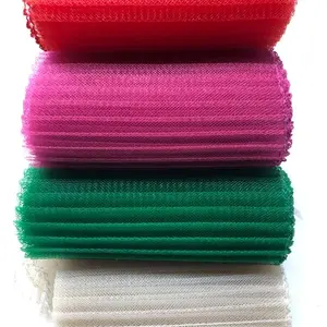 Lurex color pleat crinoline fabric nylon mesh fabric crinoline for dress hat material