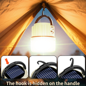 Banco de Energía USB C de 2400 mAh, Recargable Solar, Lámpara LED con Gancho Extensible <span class=keywords><strong>para</strong></span> Trabajo al Aire Libre, <span class=keywords><strong>Camping</strong></span> - Product Image 2