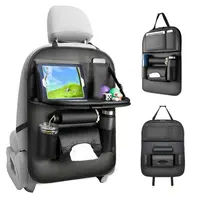 Luxe Pu Leather Car Seat Terug Folding Tafel Auto Detaillering Organizer Met Tablet Houder-Autostoel Opbergtas