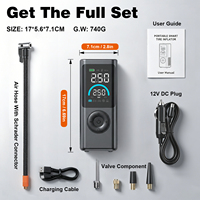 Compresseur d'air électrique intelligent portable rechargeable 150 PSI haute pression avec écran LCD et arrêt automatique, gonfleur de pneus à double valve pour