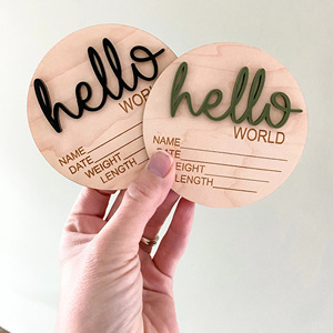 Letrero de Madera de Bienvenida para Recién Nacidos con la Frase 'Hola Mundo', Placas con el Nombre del Bebé para Accesorios de Fotografía, Baby Shower, Hospital, Guardería - Product Image 6