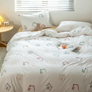 100% dệt kim bông Duvet cover <span class=keywords><strong>Set</strong></span> in phim hoạt hình mô hình mềm được trang bị tấm ga trải giường với gối bao gồm Duvet cover - Product Image 2