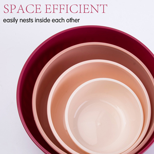 Juego de 8 Tazones Apilables de Plástico con Tapas, Organizador de Refrigerador con Degradado Rosa, Herméticos y Encajables - Product Image 4