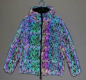 Dama tendencia noche reflectante color del arco iris moda Sudadera con capucha <span class=keywords><strong>abrigo</strong></span> abajo puffer chaqueta de seguridad para hombres mujeres invierno brillante <span class=keywords><strong>abrigo</strong></span> de esquí - Product Image 3