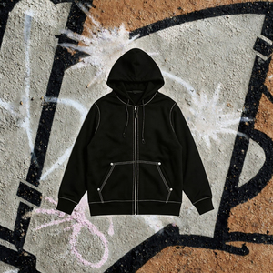 Sweat à capuche zippé intégral pour homme, 430 g/m², en coton molletonné épais, coupe oversize, style streetwear, hiver - Product Image 3