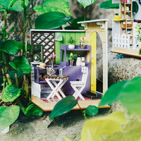 Kit de maison miniature DIY IIECREATE L-2206, puzzle en bois 3D, accessoires de maison de poupée, thème du thé de l'après-midi, échelle 1:24