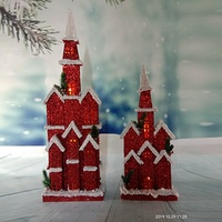 Église en bois éclairée par LED pour la décoration du village de Noël Lemax avec lumières Vente en gros directe d'usine