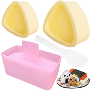 Moule à onigiri jaune grand et petit <span class=keywords><strong>triangle</strong></span> et rectangulaire rose, outil <span class=keywords><strong>de</strong></span> fabrication <span class=keywords><strong>de</strong></span> boulettes <span class=keywords><strong>de</strong></span> <span class=keywords><strong>riz</strong></span> sushi DIY pour bento - Product Image 1