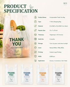 Bolsas de Compras Blancas de 12x7x21 Pulgadas, 100% Compostables, Biodegradables, de PLA PBAT, con Logotipo Personalizado, para Tiendas, Comercios y Venta al por Mayor - Product Image 5