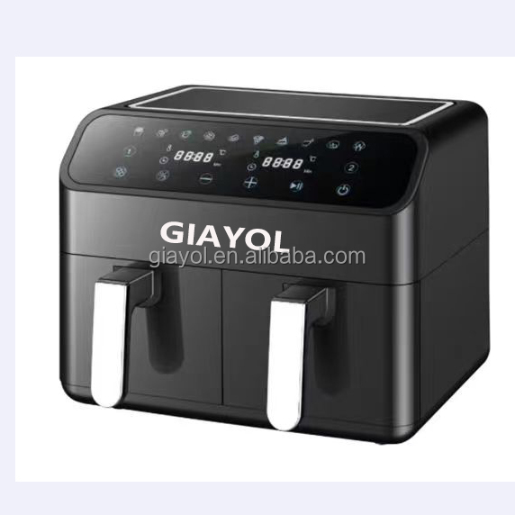 2024 Giayol, горячая распродажа, 9 л, 10 л, 12 л, 2200 Вт, двойная кастрюля, 4,5 л + 4,5 л, электрическая фритюрница для глубокого воздуха с двумя зонами, двойная 2 корзины, двойная воздушная фритюрница