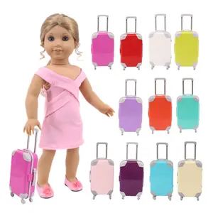 Toptan 18 inç bebek aksesuarları opak kapak düz renk bagaj bebek tekerlekli çanta