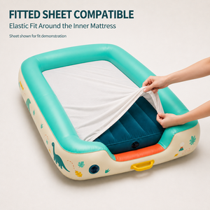 <span class=keywords><strong>Matelas</strong></span> pneumatique de voyage pour enfants, idéal pour les séjours à l'hôtel et les nuits chez un ami, avec conception en deux parties, contour en PVC surélevé et personnalisation de la marque - Product Image 2