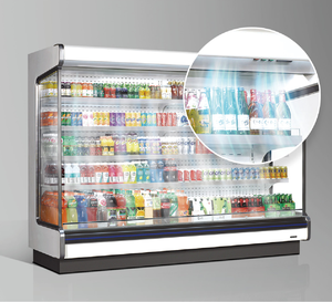 Exhibidor de Bebidas y Productos Lácteos Abierto de Múltiples Niveles W3437, 4 Estantes, D950 H2100, Control Remoto Estándar, 220V, Acero Inoxidable, Ventilador LED, Exhibidor de Productos a Granel - Product Image 2