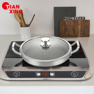 Tianxing Triply Thép Không Gỉ Đồ Nấu Nướng Bít Tết Nồi Chiên Nướng <span class=keywords><strong>Pan</strong></span> Tổ Ong Chảo Chiên Nồi Không Dính Chảo Với Thủy Tinh Nắp - Product Image 1