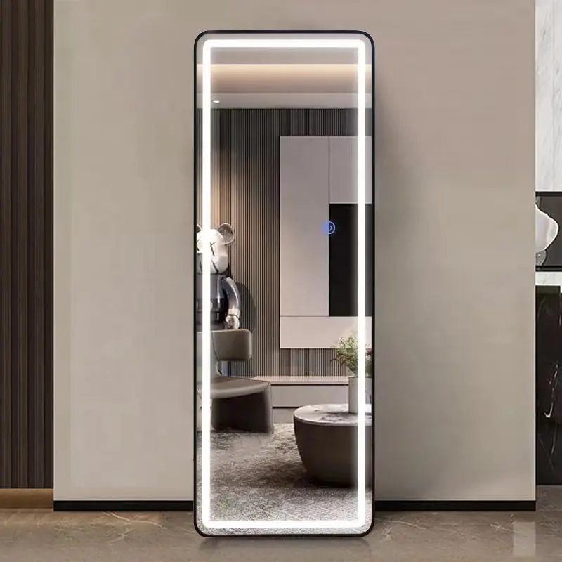 Modern Aluminum Framed Wall Mounted Round Corner Backlit Long Full Body LED Smart mirror Mirror Price with Light