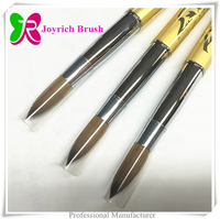 Pinceau à ongles en poils de Kolinsky de qualité supérieure avec manche doré laser, pinceau pour peinture acrylique pour la création d'ongles professionnels