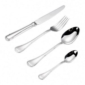 Ensemble de couverts de luxe moderne en acier inoxydable 5 pièces pour hôtel et restaurant, couteau, fourchette, cuillère, argent et or, pour restaurant - Product Image 1