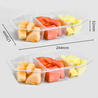 Boîte d'emballage en plastique transparent pour fruits frais coupés, récipient à salade à emporter, à compartiments multiples, refermable, recyclable