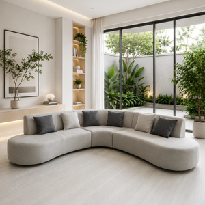 Sofá Esquinero Moderno Sudut Luna en Forma de L para Sala de Estar, Mueble de Tela Personalizado con Tela Premium para Muebles de Sala - Product Image 1