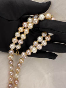 8-9mm gelang mutiara air segar dengan manik-manik warna-warni + Set kalung modis manis tidak beraturan multi-volume gelang kalung mutiara - Product Image 3