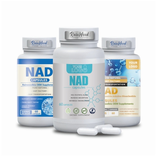 Rainwood Supply OEM Custom Formula NAD Nicotidamide Resveratrol NAD Con Resveratrol Capsules