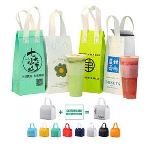 Mochila Ecológica Negra para Alimentos de Picnic, con Logotipo Personalizado, Aislada, para Llevar Comida, Bolsa de Tela No Tejida Reciclable para Sándwiches y Pan - Product Image 2