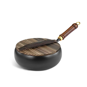 Poêle en acier au carbone pour restaurant, 24-26 cm, pré-assaisonnée, wok profond en acier au carbone sans revêtement chimique - Product Image 3