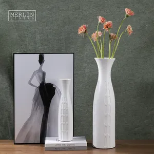 מרלין סלון לבן אגרטל דקור מודרני עיצוב בית קרמיקה קטן פרח אגרטל עם גדול אגרטל