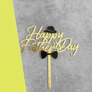 Décorations de gâteaux en acrylique, pics à <span class=keywords><strong>gâteau</strong></span> dorés aux formes exquises pour les fêtes d'<span class=keywords><strong>anniversaire</strong></span>, la fête des pères, la décoration de desserts, les pics pour cupcakes - Product Image 5