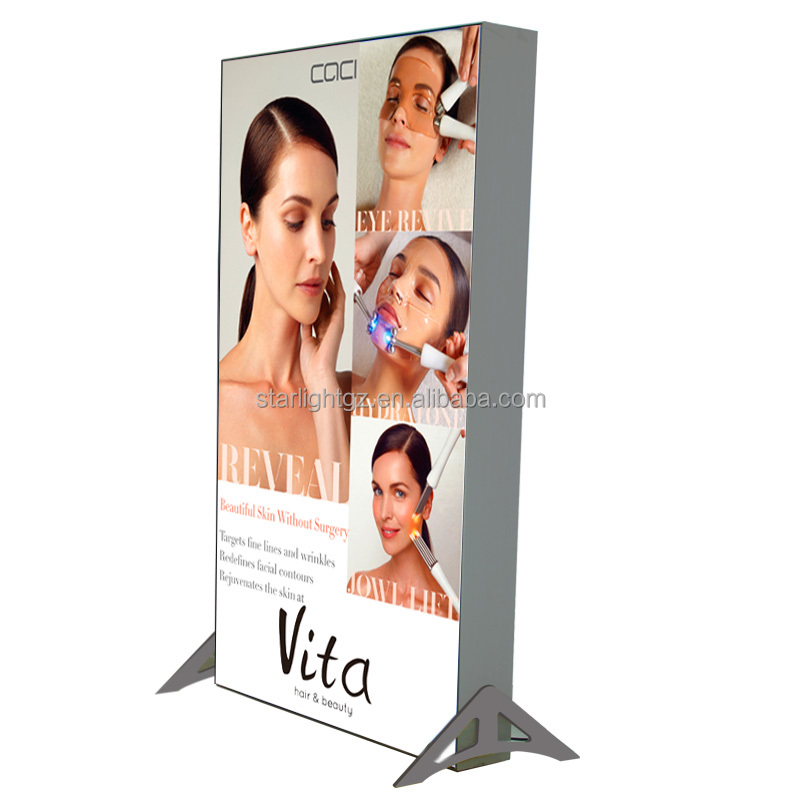 Double Sided Frame Aluminum Profile Seg Frame Exhibition Light Box Floor Standing Lightbox