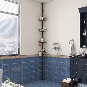 Modern Telescopic Metal <b>Corner</b> Shower Rack Four Tier Circular Height Adjustable Free <b>Stand</b> Extension Bathroom Shelf - Product Image 5