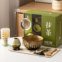 En stock, coffret cadeau de luxe personnalisé pour matcha, fouet en bambou écologique, bol en céramique pour matcha, ensemble de 6 pièces pour le thé matcha
