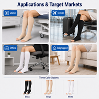 Chaussettes de compression graduée médicale 20-30 mmHg, hauteur genou, à bout ouvert, pour le voyage et usage quotidien, OEM ODM